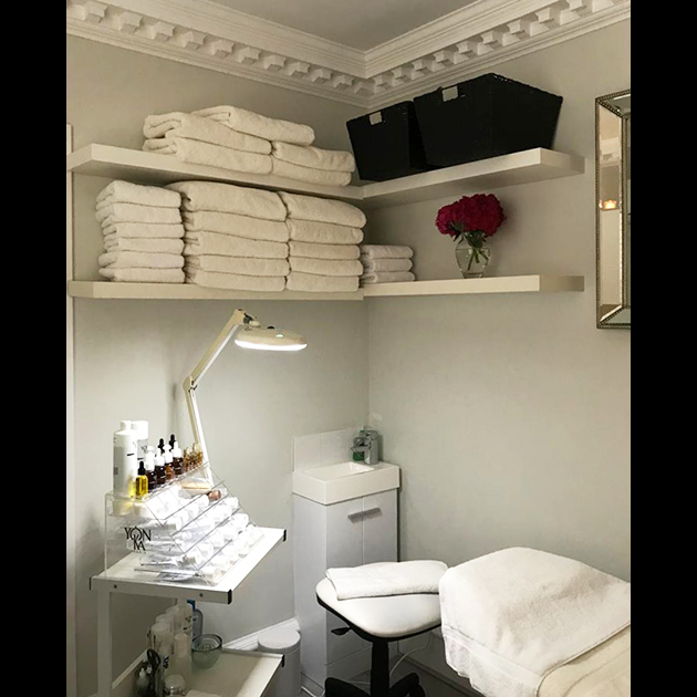 mobile treatment Shelf showcasing beauty treatment products